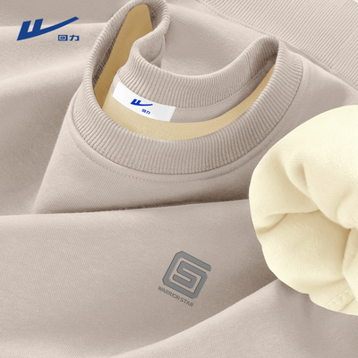 回力加绒圆领卫衣男潮牌