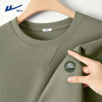 回力重磅圆领复古倒三角线卫衣