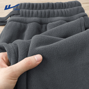 回力双面摇粒绒裤子男款冬季外穿加绒加厚抓绒卫裤直筒休闲长裤z