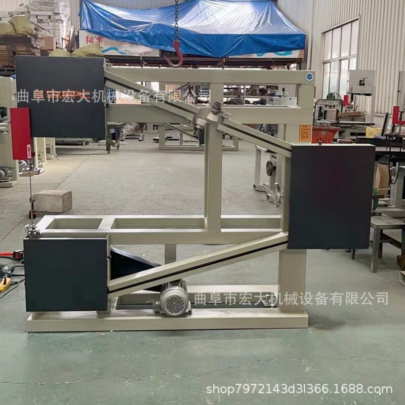 PE塑料管饮水桶工装切割滑轨推台锯木料弧形角度立式木工带锯机