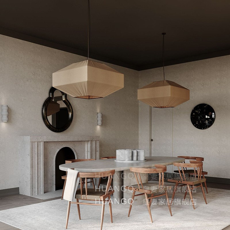 法式奶油风吊灯简约餐厅客厅卧室北欧酒店设计师布艺日式吧台灯饰