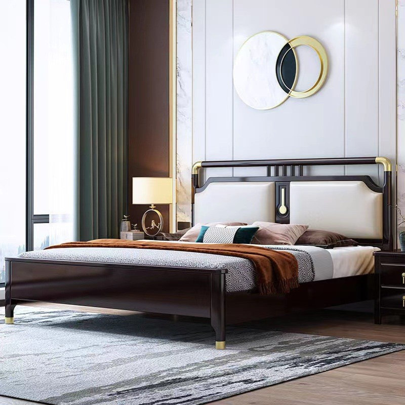 轻奢全实木床现代简约白色新中式1.8米单双人1.5主卧橡木储物婚床