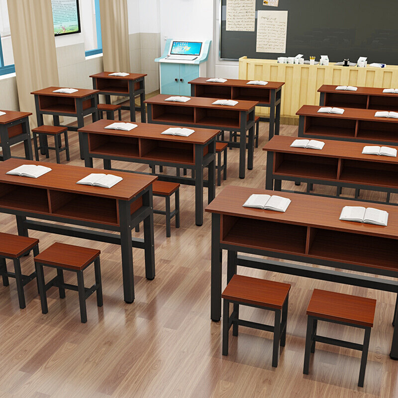 学生课桌椅双层带抽屉课桌补习班辅导单人双人三人位会议培训课桌