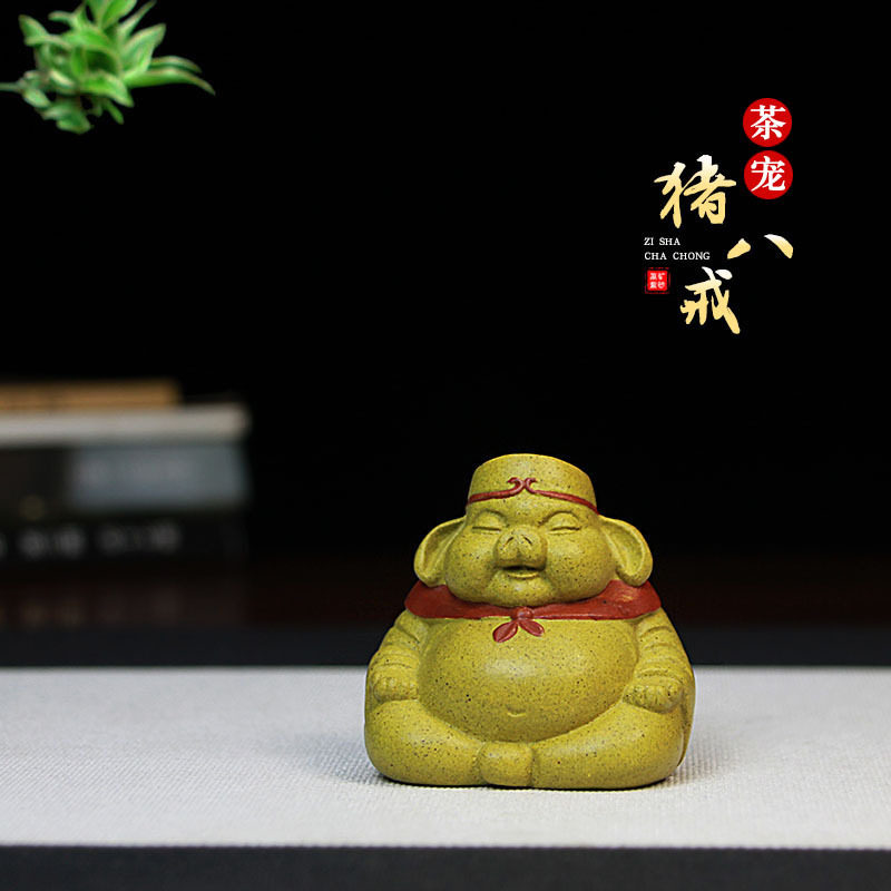 宜兴紫砂茶宠摆件小雕塑手把件批发天蓬猪八戒精品手工可养
