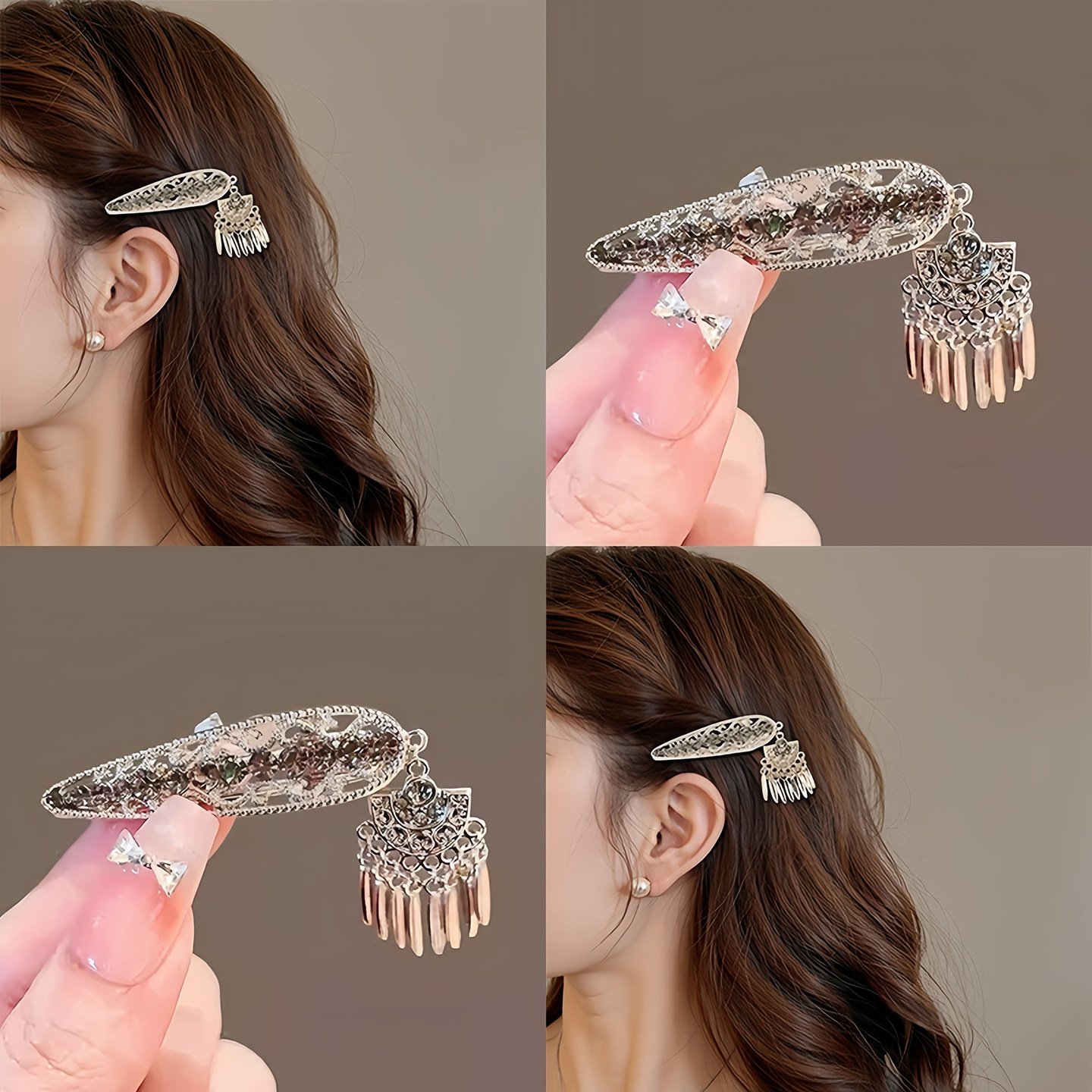 新中式流苏发夹女高级感金属发卡名族风侧边刘海夹碎发鸭嘴夹头饰