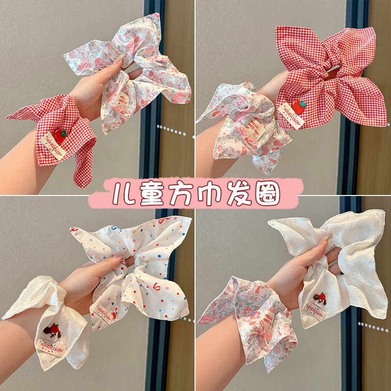 儿童超仙方巾发圈蝴蝶结大肠发绳女孩甜美扎头发头饰马尾头花头绳