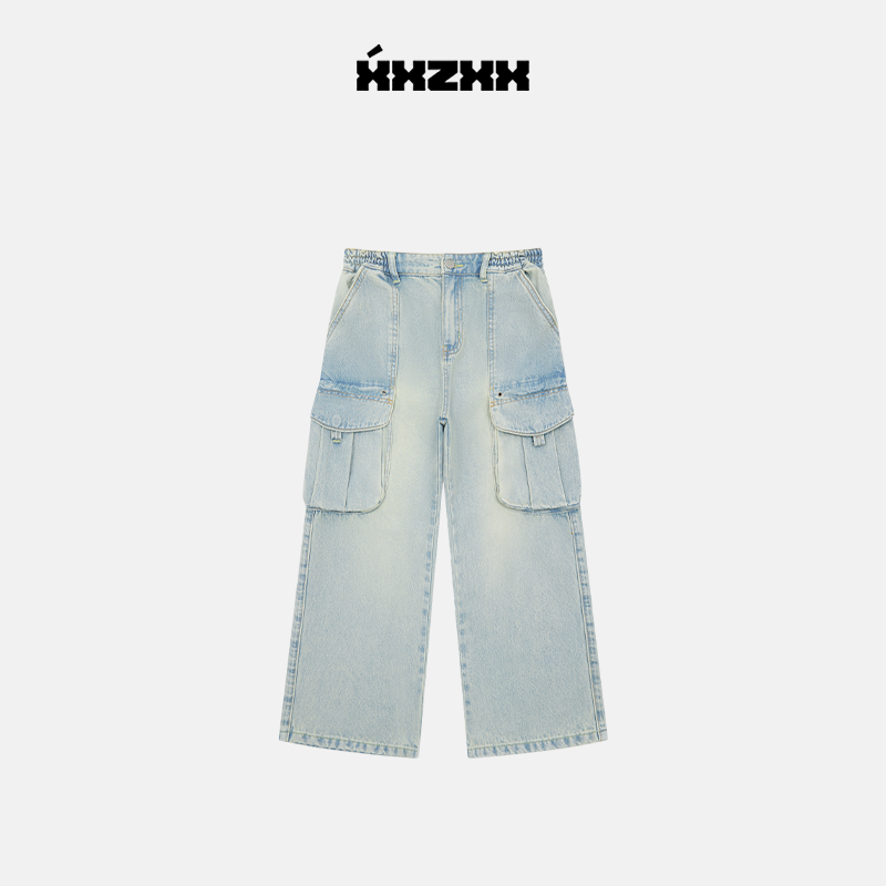 XXZXX潮牌牛仔裤口袋刺绣宽松