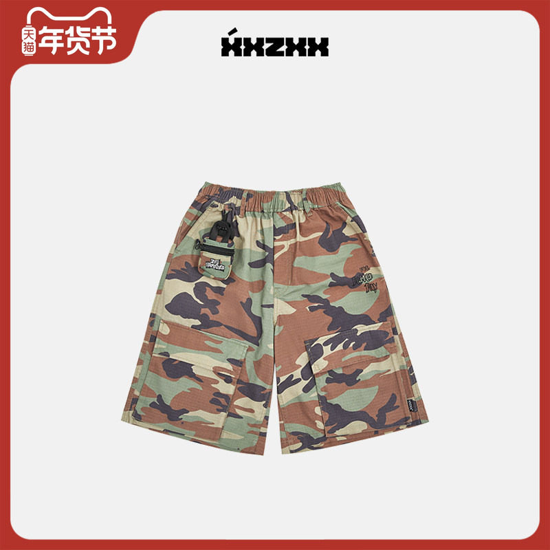 XXZXX美式迷彩工装五分短裤男女同款潮牌童装亲子装 夏季新款1139,男装,短裤,淘宝优惠券,粉丝福利购,淘宝优惠卷