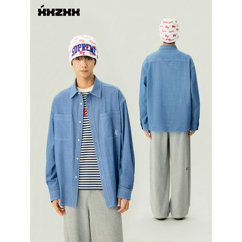 XXZXX宽松牛仔衬衫男女同款潮牌