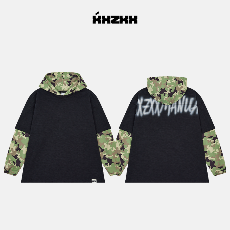 XXZXX潮牌假两件长袖T恤男女同款