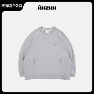 新款 秋季 201 亲子装 XXZXX灰色圆领卫衣纯棉套头上衣男女潮牌童装