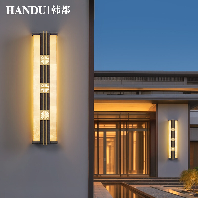 大门仿太阳能壁灯庭院防水侧壁石壁外壁云壁灯壁灯室外两侧户外壁