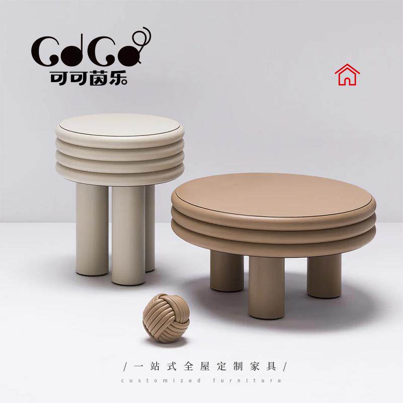 线圈凳烤漆圆凳墩子北欧茶几创意矮凳边几床头柜售楼部样板房家具