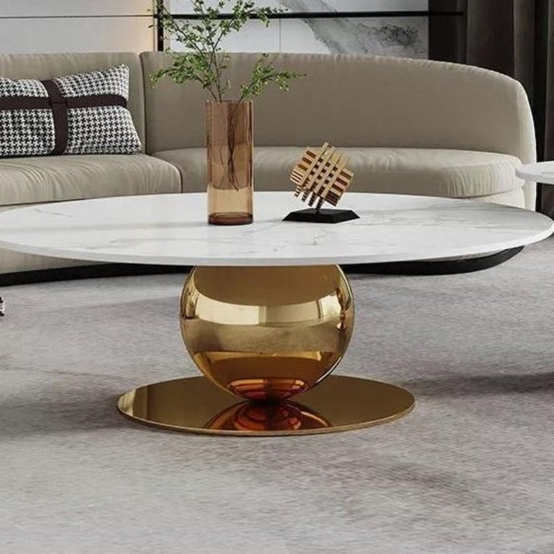 现代简约不锈钢茶几 轻奢圆茶几 大理石茶几 小户型家用客厅茶几