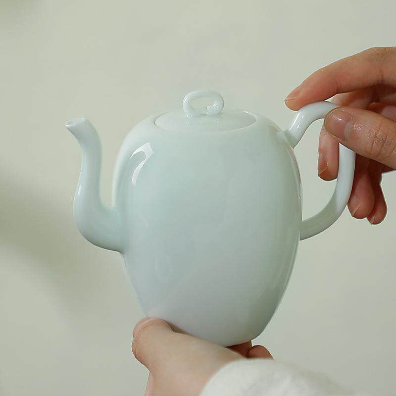 意叁手作仿宋湖田窑影青瓷中式家用办公茶具美人肩茶壶单壶220ML
