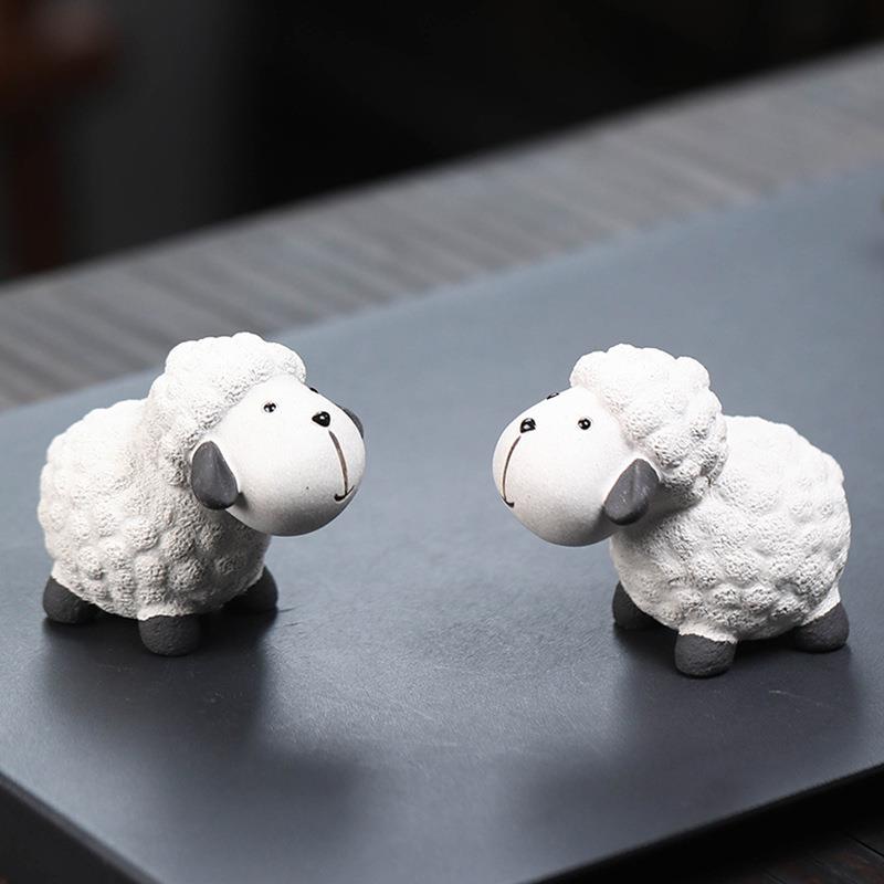 爆款紫砂小绵羊茶宠摆件创意精品可养生肖羊茶玩茶桌茶台装饰品摆