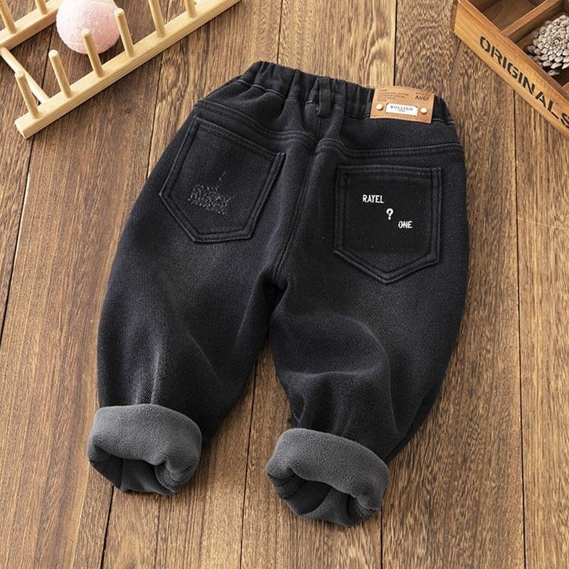 欧洲站男童加绒牛仔裤2025新款中小童宝宝冬季加厚保暖儿童百搭弹