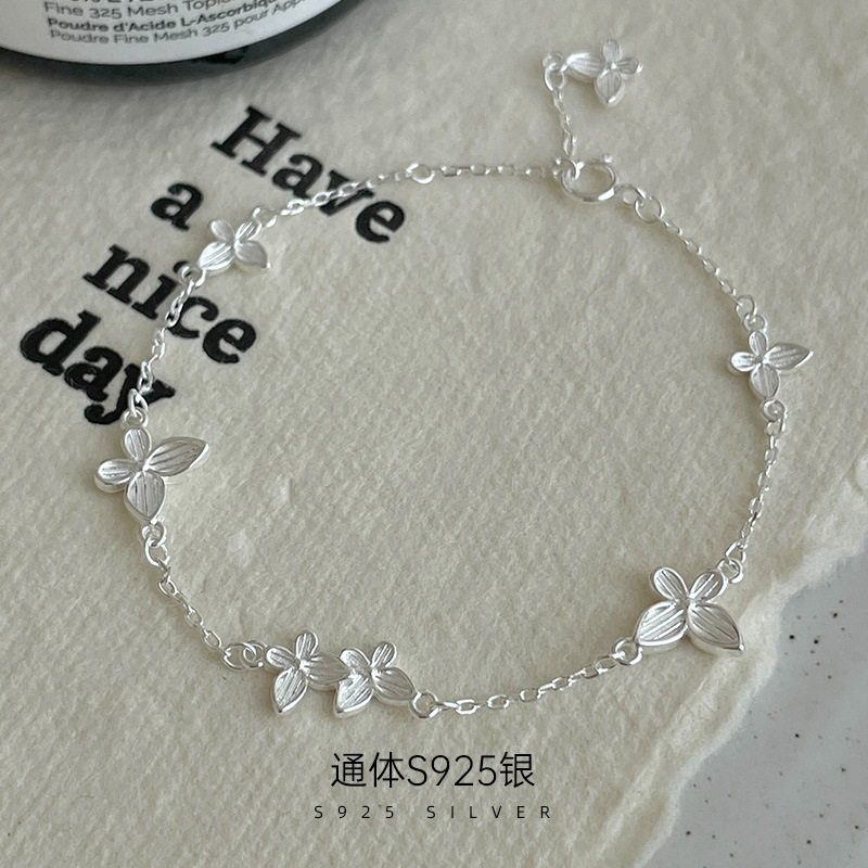 日本品质S925纯银森系小清新甜美蝴蝶手链女仙气飘飘温柔气质高级