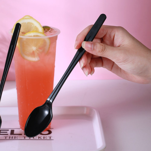 一次性勺子单独包装烧仙草勺长柄塑料G奶茶甜O品店专用长冰羹勺搅