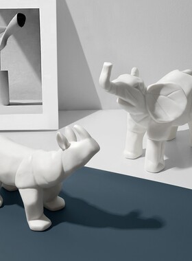 北欧现代简约大象犀牛动物摆件陶瓷创意客K厅电视柜酒柜家居装饰