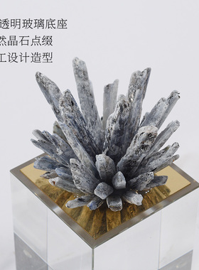 rzone 现代简约水晶天然x景石头工艺品设计师样板房家居装饰品摆