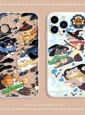 魔法扫把猫咪iphone手机壳苹果17promax动漫16好看14二次元13荣耀红米K80情侣小米15vivos20OPPOa72华为p70