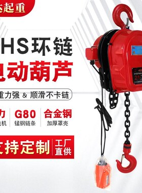 DHS环链电动葫芦80vq链条提升机1吨倒链220v小吊机固定挂钩吊葫芦