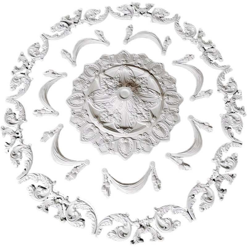 法式灯盘石膏仿PU线灯池拼v花雕花天花板吊灯底座欧式圆盘角花装,基础建材,石膏线条,淘宝优惠券,粉丝福利购,淘宝优惠卷