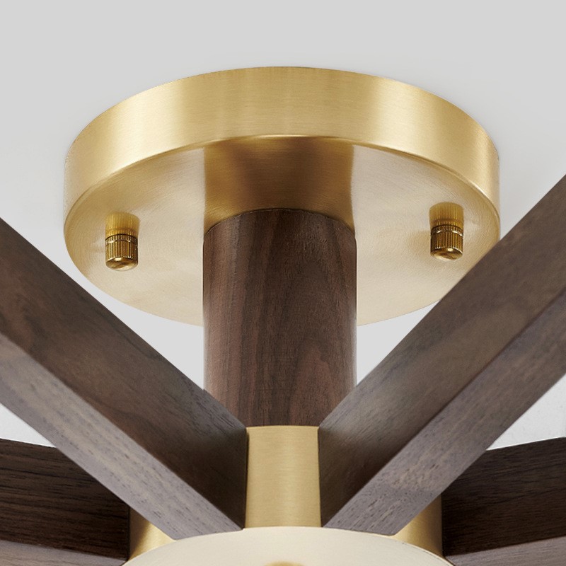 中古风客厅灯复古北美黑胡桃实木新中式大气卧室餐厅全铜吸顶灯具