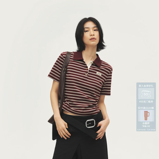 AVVENN设计师款 撞色螺纹领后背镂空条纹PoloT恤AL71001792