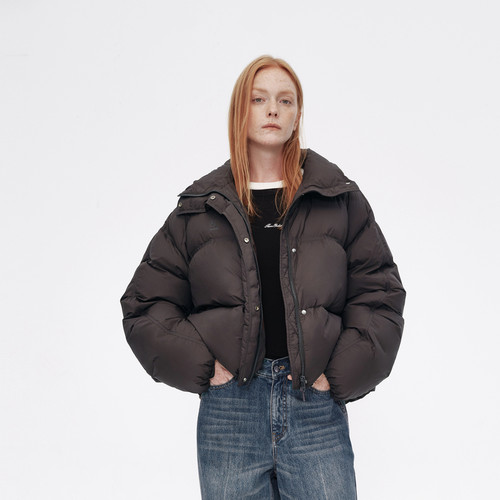 AVVENN冬季舒适轻量感精致绣花短款轻巧羽绒服AM90501762