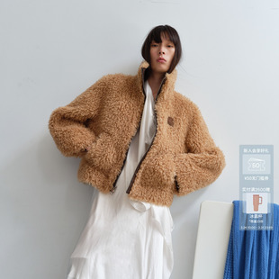 AVVENN正反两穿环保皮草外套高领扣袢可拆卸AL90105551