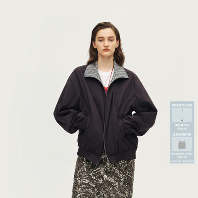 AVVENN设计师款两面穿松紧袖口宽松立领夹克短外套AL70110742