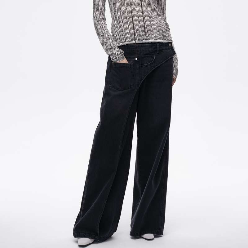 AVVENN设计师款前挡片宽松百搭牛仔裤AL11302607