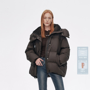 AVVENN可拆卸帽宽松抽绳大廓形保暖羽绒服AM90502712