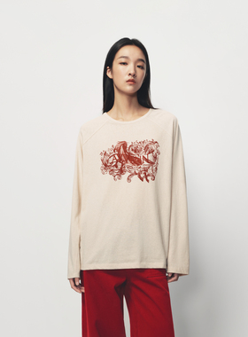 AVVENN【小竹马胶囊】撞色重影logo印花层次感短款T恤AK11001511