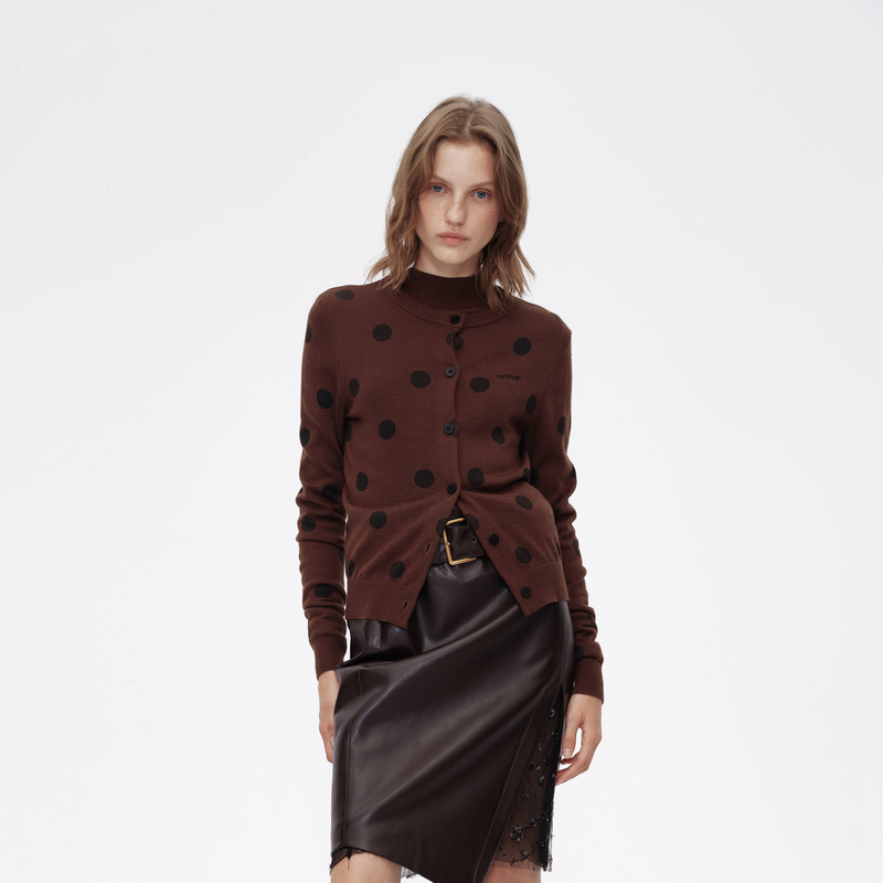 AVVENN舒适不扎波点开衫