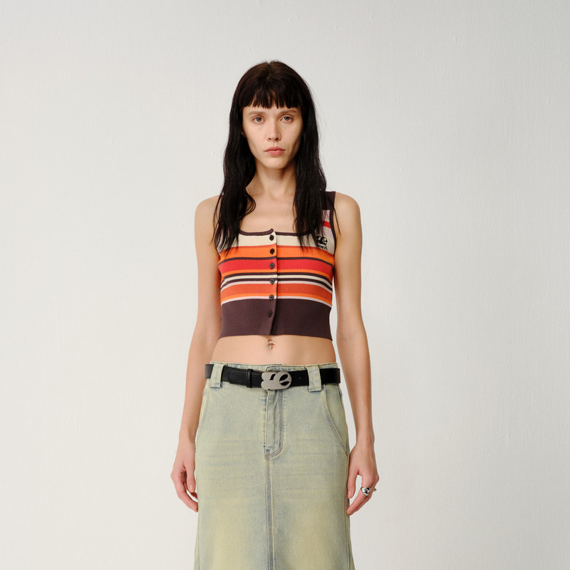 avvenn2024春季新品条纹暖色渐变背心上衣am11202528