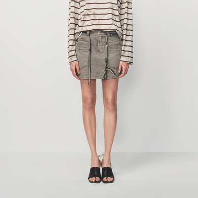 AVVENN立体压线口袋编织摇绳牛仔裙AK11502592