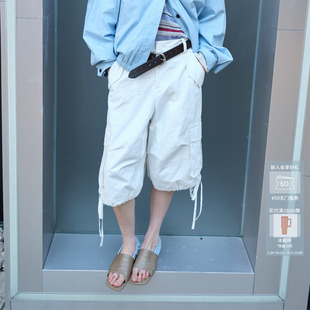 AK11303718 7分马裤 AVVENN配腰带通花刺绣工装 款