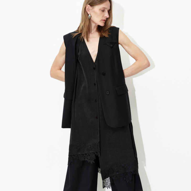 可机洗三醋酸精纺羊毛连衣裙