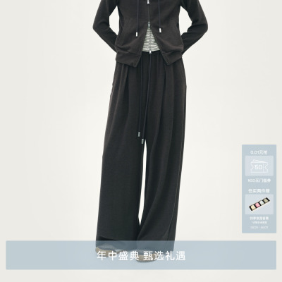 AVVENN设计师款宽松直筒梭织长裤抽绳百搭AL91301755