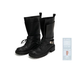 AVVENN时髦粗跟骑士靴女中筒靴高帮鞋 AL9P010689