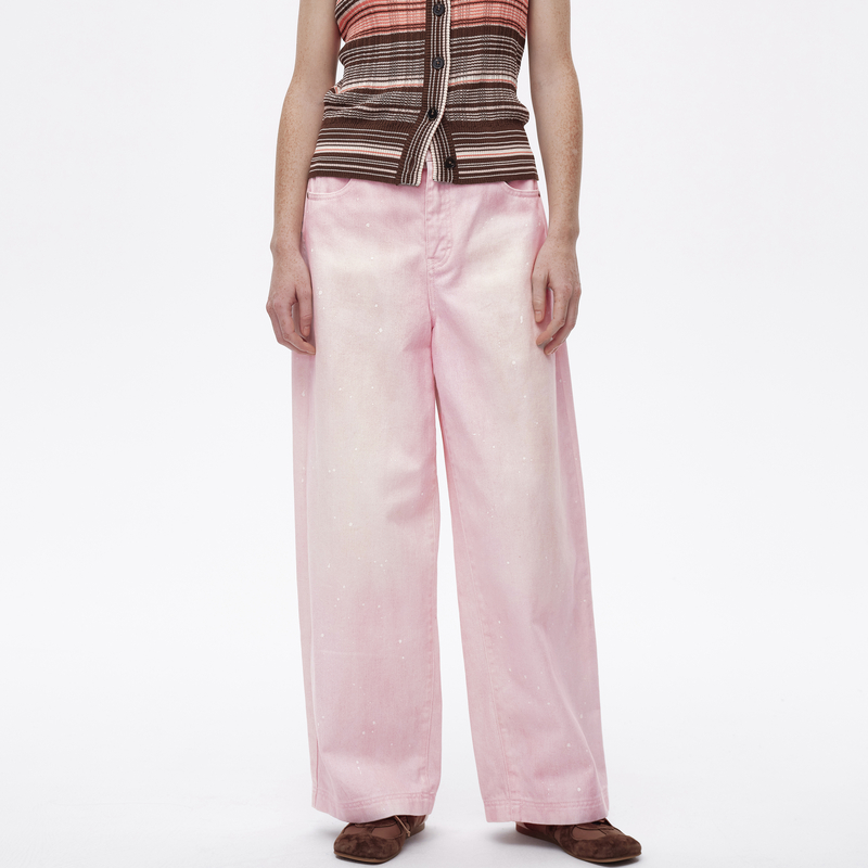 AVVENN设计师款水洗粉手工抹色甩点牛仔裤长裤AL11302586