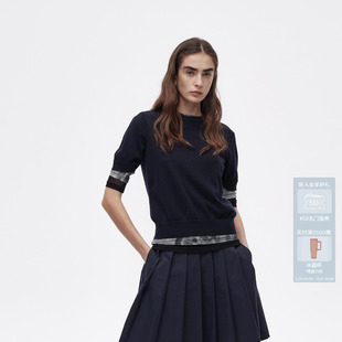 AVVENN设计师款 AL10601682 后背开衩下摆舒适套头T恤毛衫