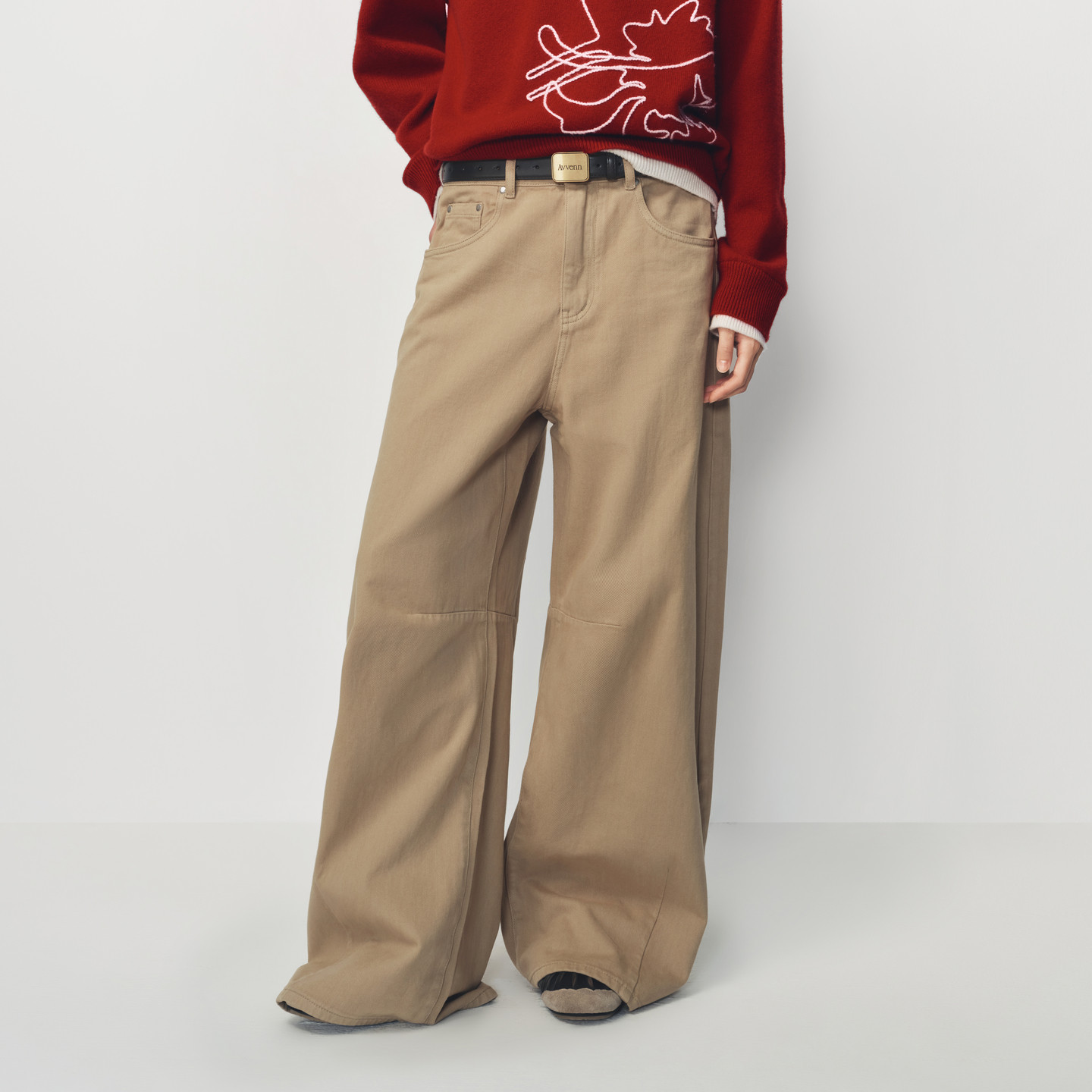 AVVENN902裤装胶囊系列阿苏特染做旧宽松雏形牛仔裤AL11302590