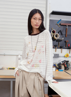 AVVENN花卉草药图案修身直喷印花T恤AK11001512