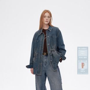 AVVENN高级撞色抽绳收腰经典 耐穿牛仔外套AM90111822