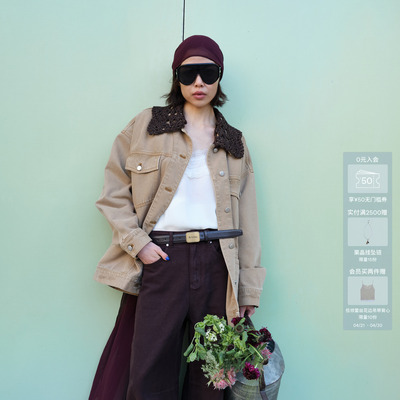 AVVENN可拆领口设计牛仔外套AK10111629