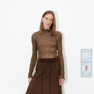 AVVENN全身压褶工艺不紧绷弹力长袖 上衣AM70801554